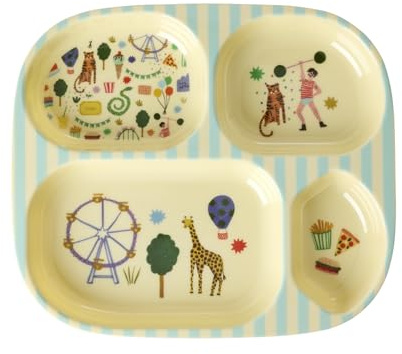 Rice Melamin Kinderteller mit 4er Einteilung - mint - Fun Fair Print