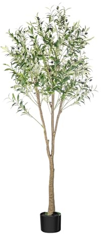 DOKKOME Árbol artificial de olivo 180cm Planta artificial grande Plantas artificiales Árbol artificial tropical Planta de plástico en maceta Decoración para sala de estar Dormitorio Oficina