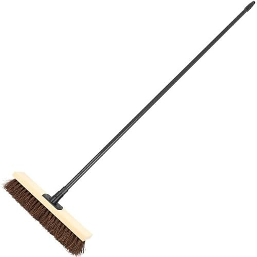 Neilsen CT6908 Stiff Broom with Natural Bassine Hard Bristle – 380mm with 1.4m Screw Fit Metal Handle for Indoor & Outdoor Cleaning