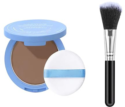 Poudre de fixation mate pour le visage - Poudre de fixation mate humide et sèche avec pinceau - Empêche le maquillage - Longue durée - Imperméable - Contrôle de l'huile - Convient à tous les types de