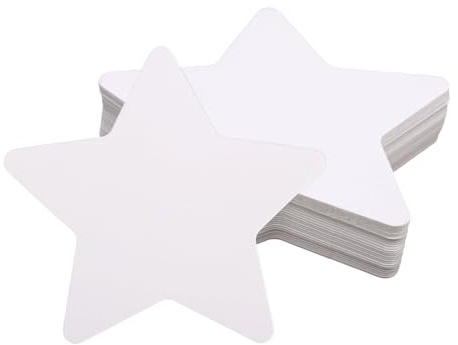 200st Vita Stjärnutklipp, 10x10cm Dubbelsidiga Pappersstjärnformade Stansar Klassrumsdekoration för Barn Gör-Det-Själv Skolpysselprojekt och Anslagstavla för Klassrummet