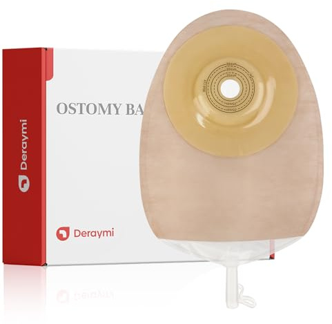DERAYMI 10 Stück Einteilige Urostomiebeutel Mit Konvexer Barriere | Entleerbare Stomabeutel, Maximale Schnittbreite Bis Zu 38 Mm Für Kolostomie, Ileostomie Und Stomaversorgung