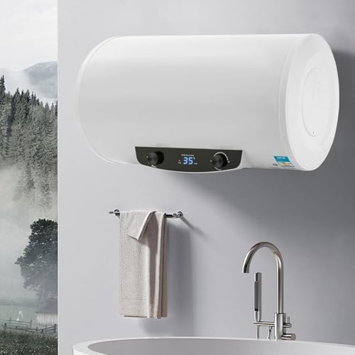 100L Electric Water Heater 2000W 220V Storage Hot Water Boiler Wall Mounted with LED Display and Shower Head for Fast Heating in Bathroom Kitchen Salon Caravan Toilet White Instant Heating Tank