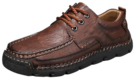 Generiska vandringsskor män lätta, läderskor män lätta tofflor klassiska loafers halkfria arbetsskor eleganta mockasiner komfort vandringsskor enfärgade halvskor läder fritidsskor, vin, 48 EU