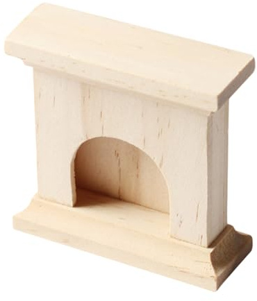FUNOMOCYA Mini Cheminée en Bois Massif Naturel, Décor Miniature pour Maison de Poupée, Ornement Créatif en Bois Brut, Accessoire Décoratif pour Jouets, Modèle Décoratif Compact