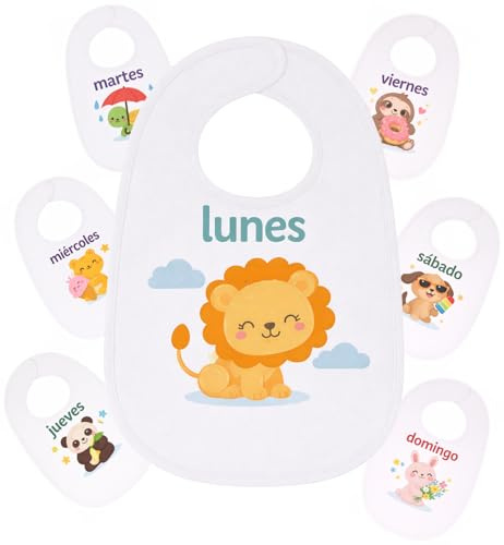 Uvimark | Pack de 7 Baberos Infantil Para Cada día de la Semana | Baberos Diseños Variados | Set para bebé