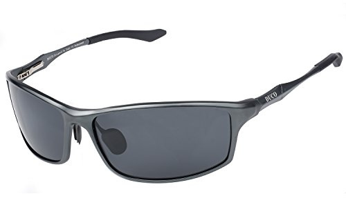 DUCO 26g Al-Mg Sonnenbrille Herren Polarisierte mit UV400-Schutz 8201 | Retro Rechteckige Schmale Brille für Autofahren, Sport, Angeln, Blendschutz, Kat.3, Verstellbare Nasenpads, Federscharnier