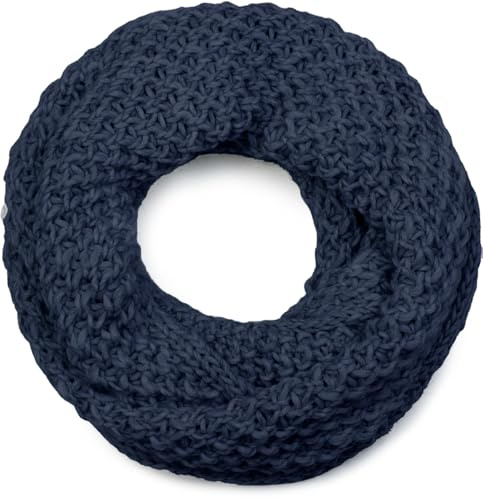 styleBREAKER fular de tubo chal de punto con motivo de punto grueso monocolor, fular de tubo, chal de punto de invierno, unisex 01018157, color:azul