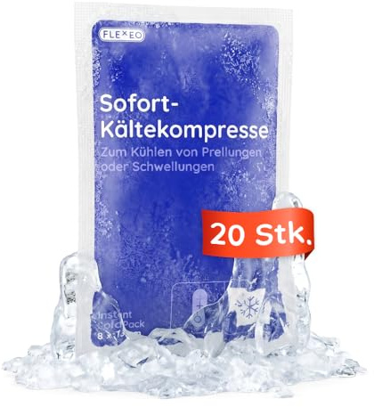FLEXEO 20 × Sofort-Kältekompresse 13 × 8 cm (klein) | Einmal-Sofortkältekompresse, Kälte-Sofortkompresse, Kühlpack, Kühlakku, Kältekompresse, Kühlkompresse, Einmal-Kühlpack, Ice Pack