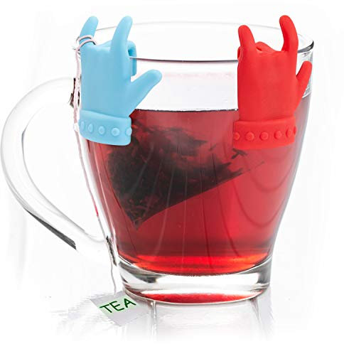 Alihoo 2 Stück Kreative Finger Teebeutelhalter Clip Tasse Tasse Tee Sieb Clips Teelöffelhalter Silikon Tee Infuser Clips