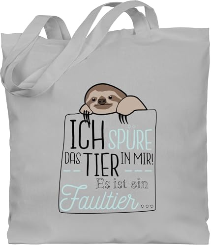 Shirtracer - Baumwolltasche - Sprüche Statement mit Spruch - Ich spüre das Tier in mir es ist ein Faultier - schwarz