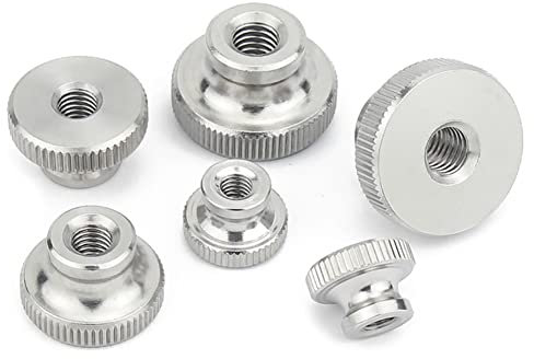 CONPHERON M4 Dadi Zigrinati a Testa Alta, Manopole Acciaio Inox Zigrinato Pollice Dadi Rotondo Impugnatura Manopole Femminile Filettato (6 Pezzi)