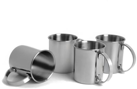 ECHTWERK Moscow Mule Becherset, 4-tlg, Bruchsichere Edelstahl-Gläser, Cocktail-Set, Cocktailgläser perfekt für Gin, Vodka, Bier und Kaltgetränke, Geschenkset, Silber-Edition, 1000 ml