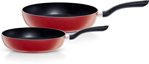Fissler Cenit Red - Set di 2 padelle (diametro 24 e 28 cm) in alluminio rivestito, antiaderente, compatibile induzione