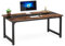 Tribesigns Schreibtisch, 160 x 80 cm großer Computertisch, Bürotisch, für Arbeitszimmer, Arbeitsstation für das Heimbüro, Moderner Einfacher Stil, Vintagebraun-Schwarz