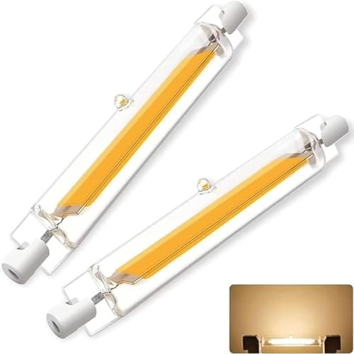 Dvnoua R7S LED 118mm 20W Dimmbar Lampe,20W R7S LED Warmweiß 3000K,2000LM kein Flackern,20W LED COB Lampen 118mm Leuchtmittel Ersetzt 200W R7S Halogenlampen,220V-240V,360 Strahlbeleuchtung,2er Pack