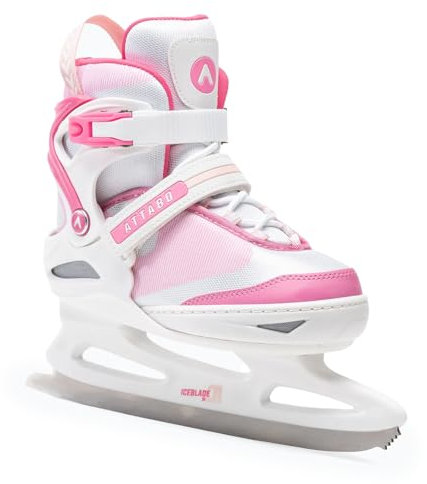 ATTABO Kinder- Freizeitschlittschuhe mit Größenverstellung in 5 Stufen 31-36 EU | Warm Bequem, Fahren Lernen, Edelstahl Eiskunstlaufkufe | Weiß/Rosa