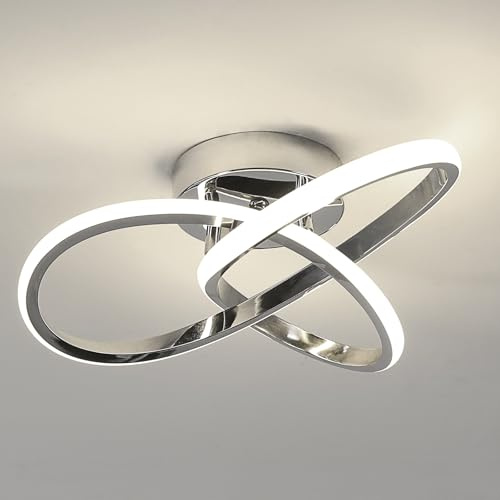 Comely Lámpara de Techo LED Moderna, 30W 3300LM Plafón LED Techo 4500K | Diseño Forma de Flor, Cromo Luz de Techo para Dormitorio Cocina Sala de Estar Pasillo Comedor, Luz Natural