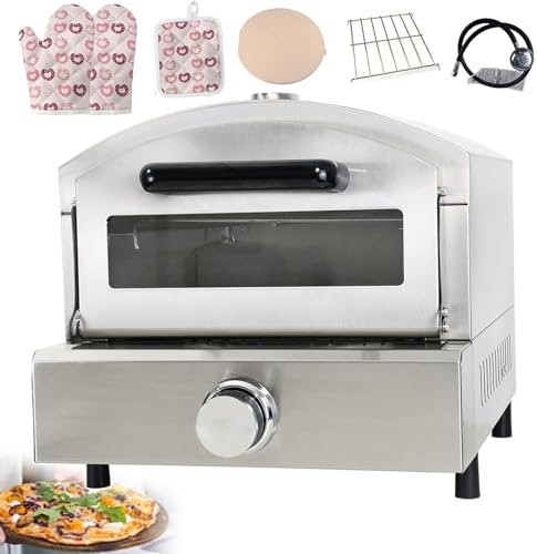 forplubossmmp Macchina per Pizza Elettrica, Forno per Pizza A Doppia Camera con Porta di Scarico, Vetro Visivo E Vaschetta Raccogligocce, Macchina per Grigliare La Pizza - Guanti per Pizza
