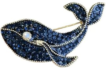 Broche baleine avec strass - Jolie broche en forme de poisson de mer - Broche dauphin - Broche en cristal - Pour homme et femme - Pour la plage, un anniversaire, Noël, une fête, Métal