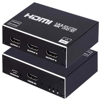 HDMI Splitter 1 in 3 Out - 4K Split HDMI 1 Ingresso 3 Uscite Alluminio distributore 1 Sorgente di Segnale Condivide 3 Display supporta 3D 1080P Per Lettori DVD console di gioco