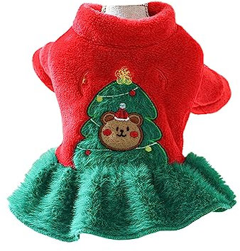 HNsdsvcd Hunderock Kleid Für Mittelgroße Und Große Hunde Mantel Mit Bärenmuster Hundebekleidung Pullover Welpen Pyjama Kleid Weihnachtsthema