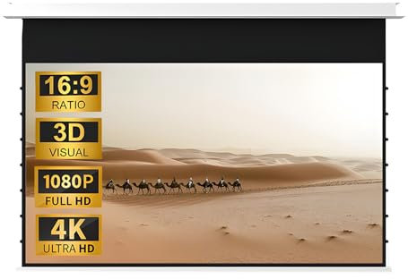 SOYDAN Schermo per Proiettore motorizzato a Scomparsa con Telecomando, Schermo cinematografico 16:9 4K HD Ultra, Telo Proiettore per Interni per Home Theater(120 inch)