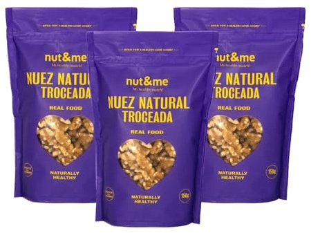 Nueces peladas 450g nut&me | Keto | Fuente de hierro | Alto en fibra | Sin aditivos | Sin gluten | Snack saludable | Pack 3 x 150g