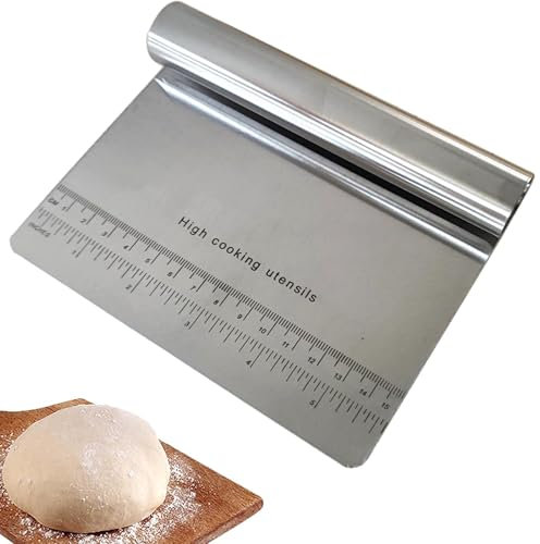 Dough Pastry Bench Cutter Scraper, Stainless Steel Pastry Scraper, Dough Scraper Stainless Steel Pizza Cutter Pastry Scraper for Baking Cake Decorating Bench Scraper, Pizza Dough Cutter