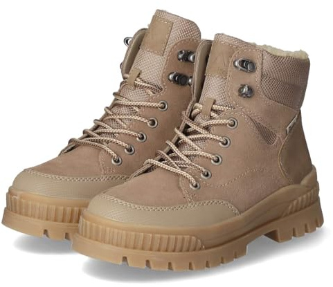 Rieker W2176-00 snörstövlar läder och syntet dam i svart, Beige 64, 40 EU
