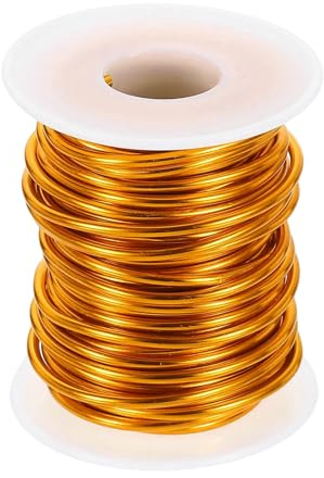QUARKZMAN Alambre de Aluminio, 2.5mm x 10m Alambre Artesanal de Aluminio Anodizado, Flexible y Moldeable, para Esculpir Joyas, Modelado, Manualidades, Bricolaje, Tono Dorado