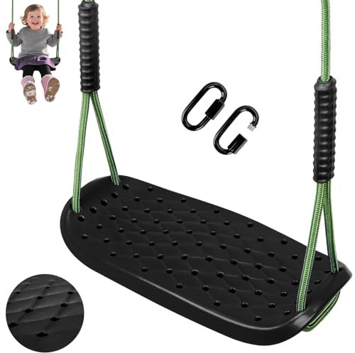 Schaukel Garten, Rutschfester Baum Schaukel Sitz Set mit verstellbarem Seil und Karabinern Outdoor Erwachsene Schaukel Spielplatz Schaukel Hinterhof Garten Spiel Set, 270kg/Schwarz