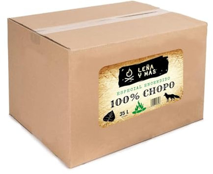 Leña y Más Chopo para Encendido, 35L, Caja 38x31x31 cm, 100% Chopo