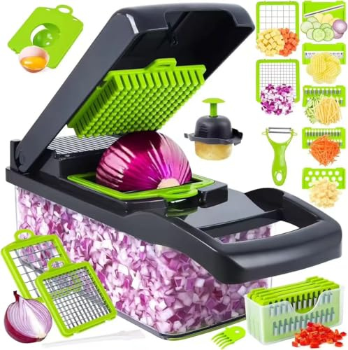 SERTIN 16-in-1 Vegetable Chopper & Slicer - Multifunctional Kitchen Food Cutter for Onion, Salad, Fruit with Adjustable Dicer and Storage Container