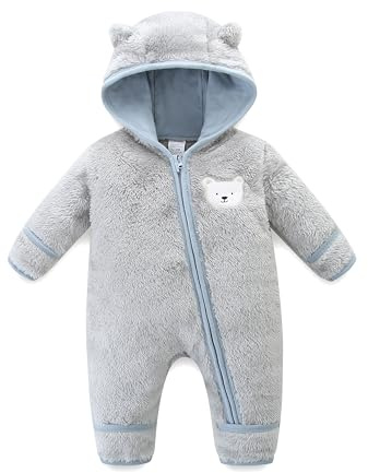 KIDDLETOWN Tuta invernale in pile con cappuccio per bambini, Tuta in Pile per Bambino e Neonato, abbigliamento caldo da neve, Inverno Caldo Outwear per Ragazze Ragazzi 0-12M