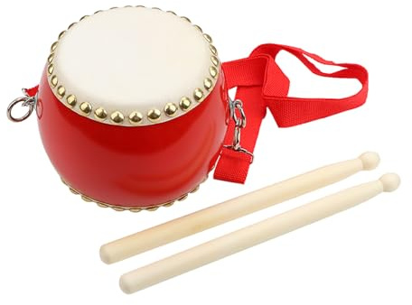Kinder Cowuthäuschen Drum Holz Spielzeug Kindertrommel Mit Schläger Und Gurtspielzeug Percussion Instrument Für Kinder Kleinkind Cowhides Holz
