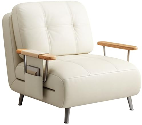 Schlafsessel Klappbar Gästebett 3 in 1 mit Verstellbarer Rückenlehne und Kissen Schlafsofa mit Schlaffunktion Recamiere Chaiselongue für Wohnzimmer Schlafzimmer(White)