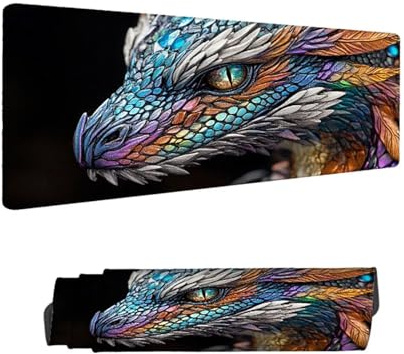 Alfombrilla Ratón XXL 1000 x 500 mm, Color Gaming Alfombrilla Escritorio, Mouse Pad con Base de Antideslizante, Dragón Tapete Escritorio Grande, Mousepad de Oficina y para Gaming en Casa H-12138