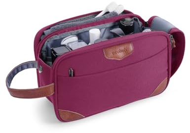 ECOHUB Kulturbeutel für Herren, Wasserdicht Kulturtasche mit Nassfach | Reise Kosmetiktasche mit Doppelter Reißverschlussöffnung, PET-Recycelte Waschtasche, Toiletry Bag Männer(Rot)