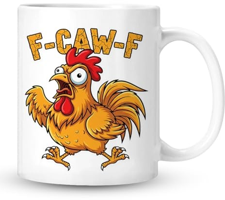 F Caw F Tasse, Neuheit Rooster Kaffeebecher 325ml | Keramik Tasse Hühner mit Ergonomischem Henkel, Hühner Keramiktasse, Lustige Huhn Geschenk für Familie, Freunde & Kollegen