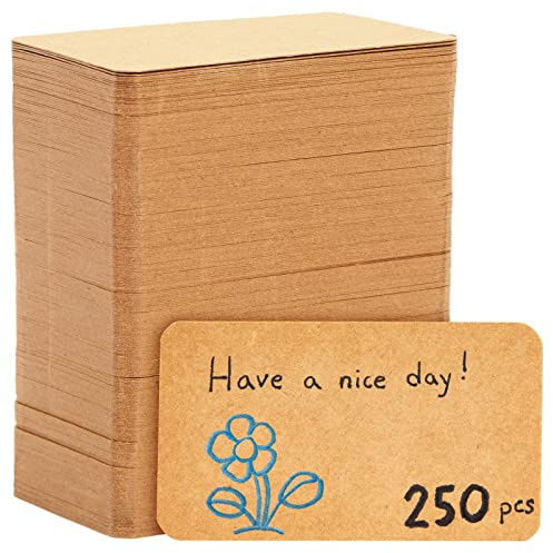 Blank Business Cards - Flashcards & Index Card - Mini Notecards & Cardstock Note Paper - Thick Brown Cardstock Tags - 2 x 3.5 in, Pack of 250