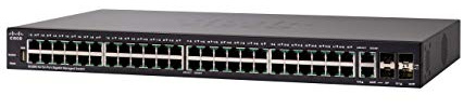 Switch administrado SG350-52 de Cisco de 52 puertos Gigabit Ethernet (GbE) con 48 puertos RJ45 Gigabit Ethernet más 2 ranuras SFP, 2 combinados Gigabit Ethernet, protección limitada de por vida (SG350-52-K9-EU)