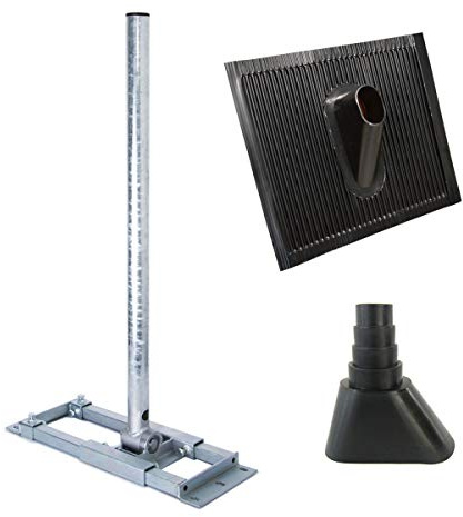 Premium X Deluxe X90-48 Dachsparrenhalter 90cm Mast Sparrenhalter SAT Dach-Halterung Dachabdeckung Alu Dachziegel Manschette schwarz