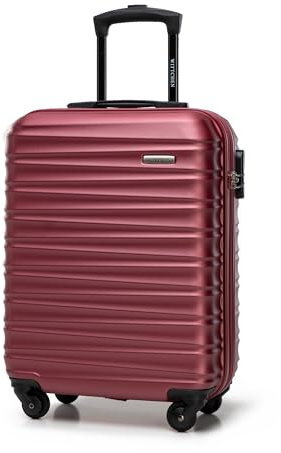 WITTCHEN Valigia da Cabina Trolley Bagaglio a Mano a rotelle piccola Trolley guscio duro ABS 4 ruote spinner Serratura a combinazione Maniglia telescopica Groove Line marrone Ryanair/ITA Airways