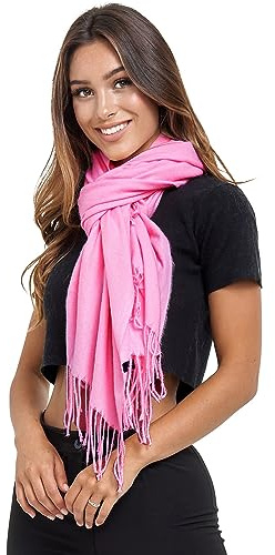 Glamexx24 Schal Damen Winterschal Gefühl Langer Schal mit Fransen Baumwolle Warm Herbst Winter Unifarben Deckenschal und Tücher 200 x 74 cm, 165x 70 cm