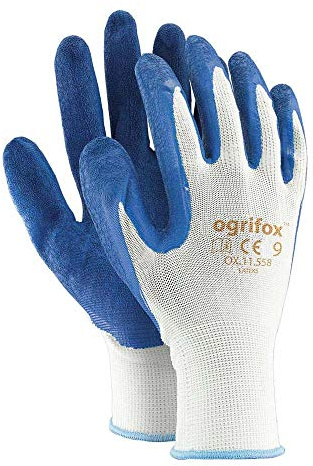 Ogrifox OX-Lateks_WN7 Latexhandschuhe, Schutzhandschuhe, Arbeitshandschuhe, Weiß-Blau, 7 Größe, 240 Paar
