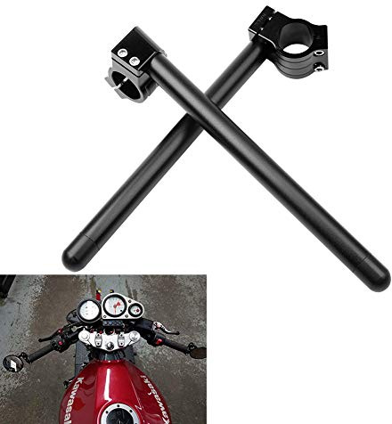 HIYOYO Motorcycle Clip On 7/8 Handlebars 37mm Fork Tube CNC Black Handle Bar Universal For Most Cafe Racer Street Sport Bike