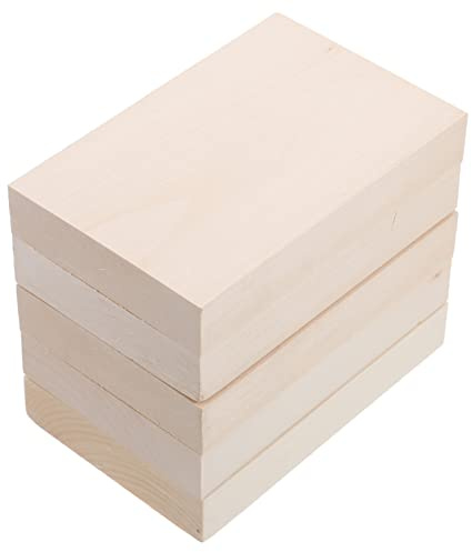 Milisten Tablones De Madera De Tilo Para Tallar 5 Piezas 5.90X3.93X0.98 Pulgadas Bloques Sin Acabado Para Bricolaje Manualidades Decoración Hogar