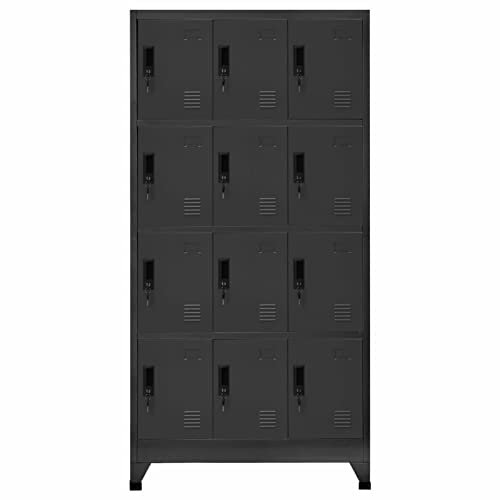 Tidyard Schließfachschrank Umkleideschrank Metallschrank Spind Fächerschrank Aktenschrank Büroschrank Lagerschrank Stahl Anthrazit 90x45x180 cm