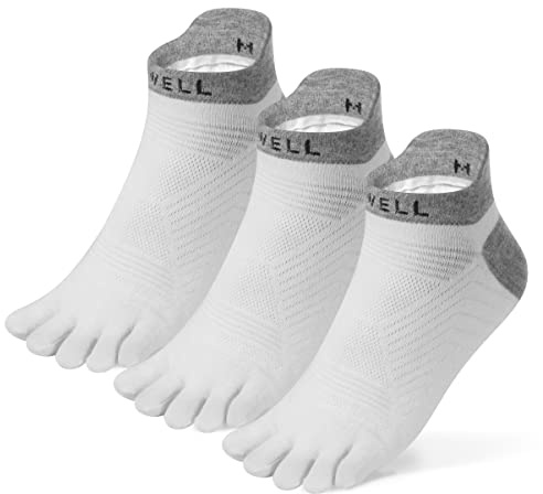 VWELL Toe Socks for Men/Women, COOLMAX Five Finger Socks, High Performance Athletic Toe Socks No Show (3Pairs)